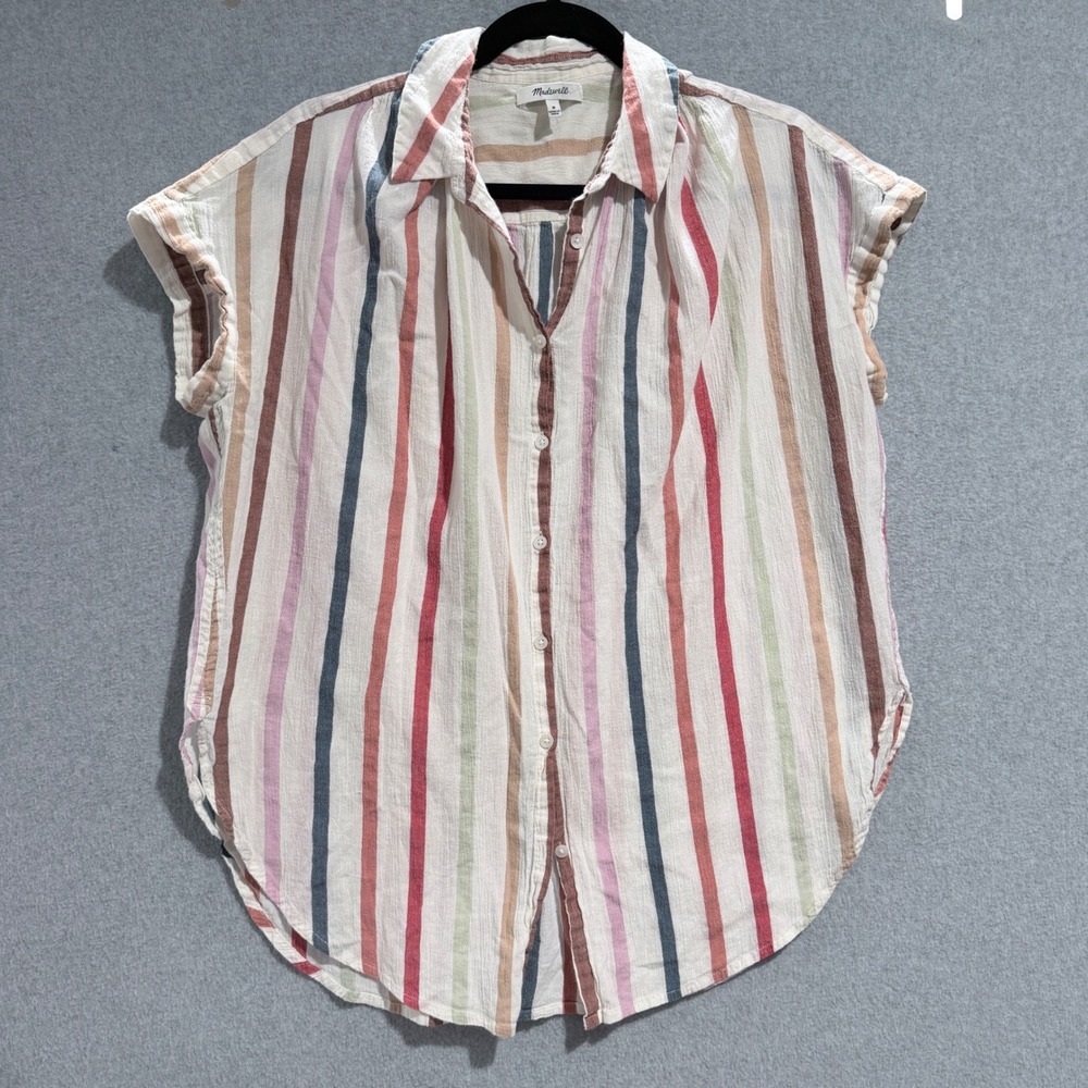 Madewell Gauze Central Tunic Shirt Womens Medium Oversized Boxy Button Down Top